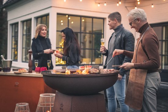 White Fire Ambiance BBQ Vuurschaal – Voor Sfeervol Buiten Koken en Dineren - Luxe Buiten Grill