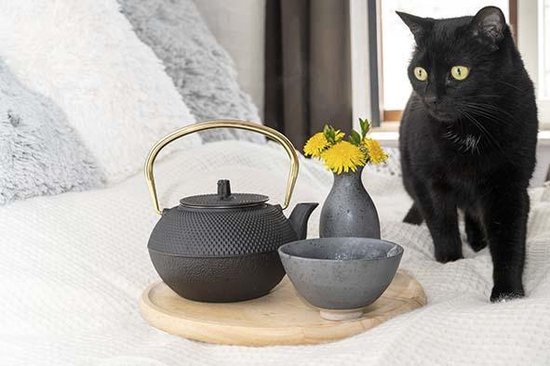 Cosy & Trendy Shinto Theepot - 1L2 - Zwart - Koper Handvat