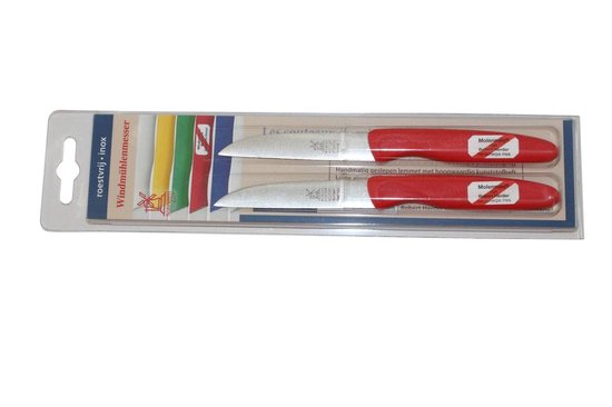 Robert Herder Molenmes - Schilmesje - Klassiker 1972 - RVS - Recht - Lemmet 85 mm - Kunststof Heft - Rood - 2 stuks