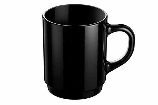 Set van 6 Zwarte Koffiemokken – 25cl – Moderne Stevige Mokken voor Koffie of Thee – Geschikt voor Dagelijks Gebruik