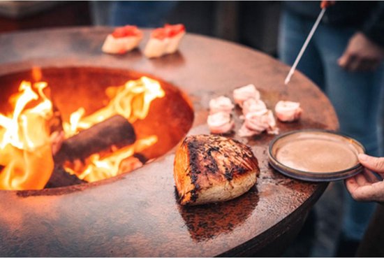 White Fire Ambiance BBQ Vuurschaal – Voor Sfeervol Buiten Koken en Dineren - Luxe Buiten Grill