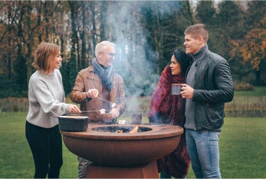 White Fire Ambiance BBQ Vuurschaal – Voor Sfeervol Buiten Koken en Dineren - Luxe Buiten Grill