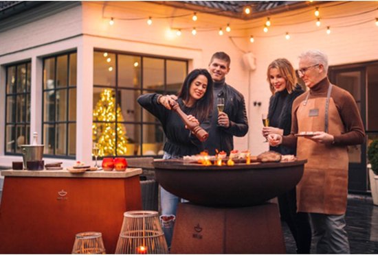 White Fire Ambiance BBQ Vuurschaal – Voor Sfeervol Buiten Koken en Dineren - Luxe Buiten Grill