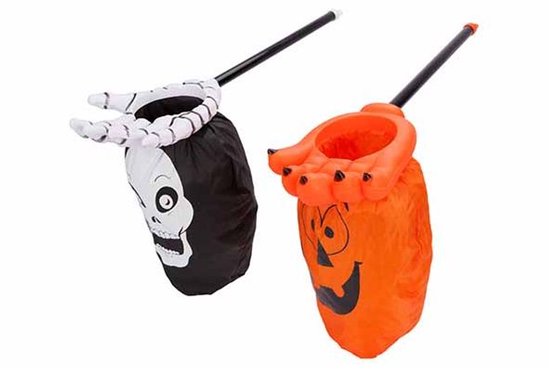 Snoepzak Hand Halloween 2ass Zwart O Ranje 53x14cm