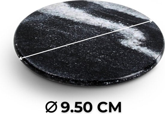 Chic Mix – Marmeren Onderzetters – Design Onderzetters voor Glazen – Marmeren Onderzettersset – Zwart Marmer – Set van 4 – Marble Coasters – Zwarte Ronde Glasonderzetters