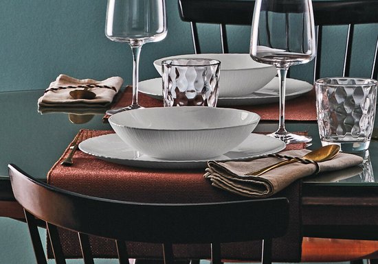 Bormioli Rocco 6147200 bord Dinerbord Rond Gehard glas Wit 18 stuk(s)