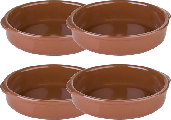Regas Ovenschalen terracotta - 4x stuks - D20 cm - aardewerk - 400 ml - Tapas schalen
