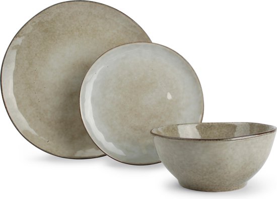 Salt & Pepper Serviesset Artisan Green - 12-delig / 4 personen - 4 dinerborden, 4 ontbijtborden en 4 kommen