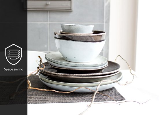 Salt & Pepper Serviesset Artisan Green - 12-delig / 4 personen - 4 dinerborden, 4 ontbijtborden en 4 kommen