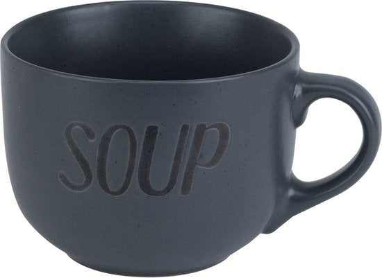 Cosy & trendy soepkommen - 6x - donkergrijs - 11 cm - 510 ml - soepbeker - kommetje - schaaltje