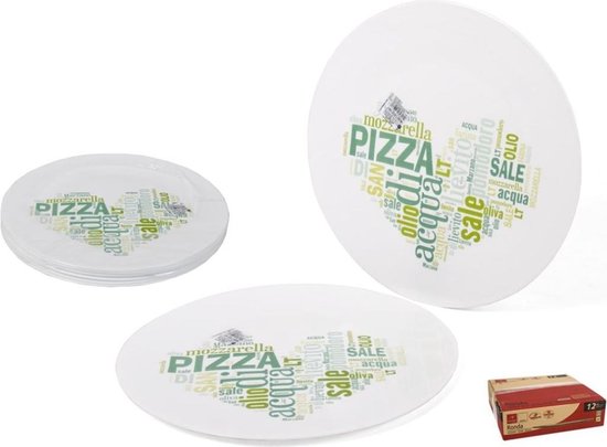 Bormioli Rocco - Pizzabord 33cm groen - I LOVE PIZZA - 6 Stuks