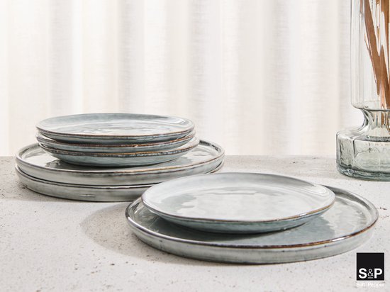 Salt & Pepper Serviesset Artisan Green - 12-delig / 4 personen - 4 dinerborden, 4 ontbijtborden en 4 kommen