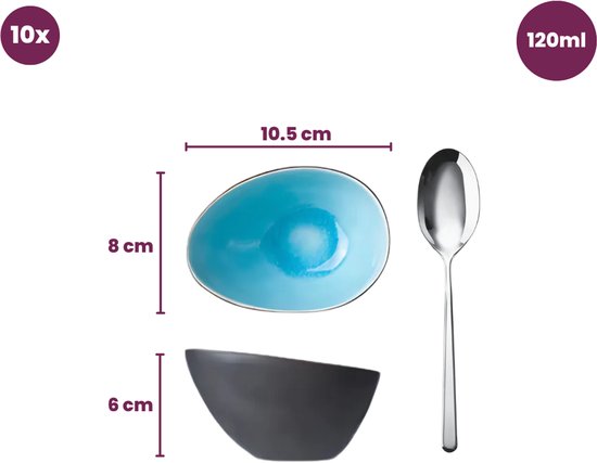Cosy&Trendy Streetfood Festival Schaal - Ovaal - 10.5 cm -x 8 cm x 6 cm - Set-4