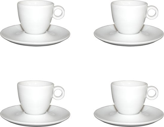 Lubiana Bola Kop en schotel - Tas en ondertas - 8 cl - Set van 4