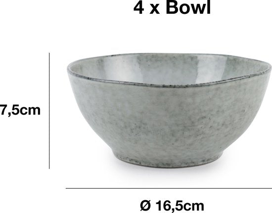 Salt & Pepper Serviesset Artisan Green - 12-delig / 4 personen - 4 dinerborden, 4 ontbijtborden en 4 kommen