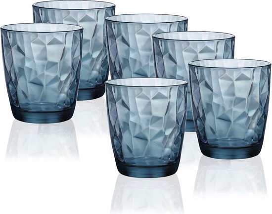 Bormioli Rocco Diamond waterglas - 39 cl - Blauw - Set-6