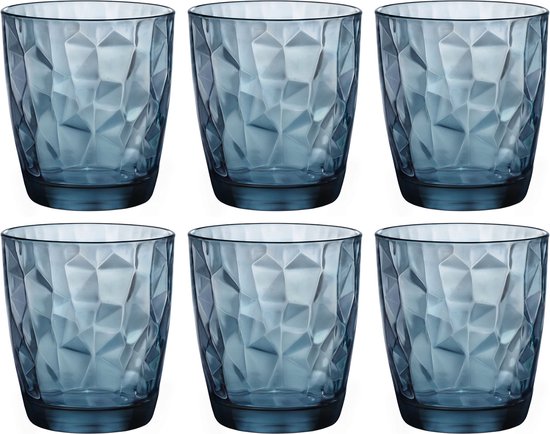 Bormioli Rocco Diamond waterglas - 39 cl - Blauw - Set-6