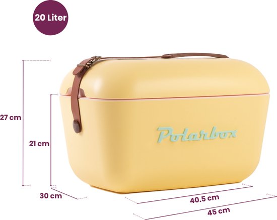 Polarbox Retro Koelbox - Geel – 20 Liter Inhoud – Duurzaam Geproduceerd