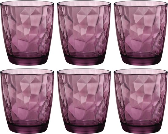 Bormioli Rocco Diamond Tumbler - 30 cl - Paars - 6 stuks