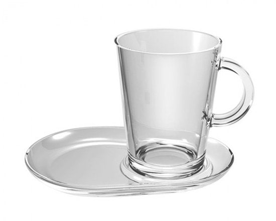 Pasabahce Tribeca Theeglas met schotel 400 ml - Gehard glas - 2 stukst