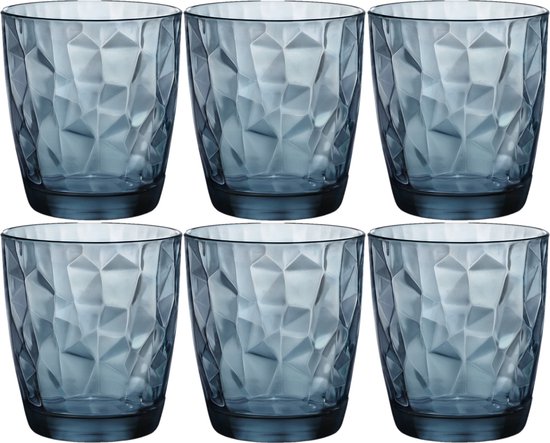 Bormioli Rocco Diamond waterglas - 39 cl - Blauw - Set-6
