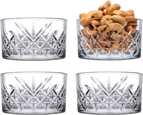 Pasabahce timeless - Ronde schalen - Set van 4 - Glas