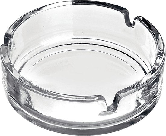 Asbak - 2x - transparant - 11 cm - glas - rond - binnen en buiten gebruik