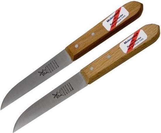 Robert Herder Klassiker Benelux Aardappelmes 8,5 cm carbonstaal met FSC roodbeukenhouten – niet roestvrij* - 2 stuks in blister verpakking