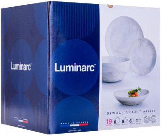 Luminarc Diwali Marble Serviesset - 19 delig - 6 persoons - Graniet Marmer Look