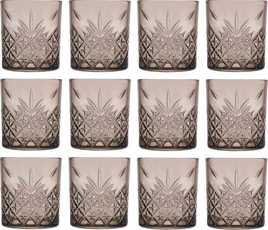 Pasabahce - Timeless - Tumbler - Waterglas - Whiskyglas - Zwart - Set van 12 - 345 ml