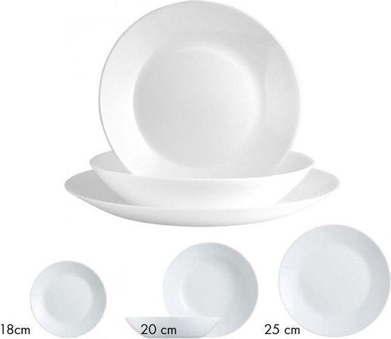 Arcopal Zelie opaalglas - wit - 18-Delig