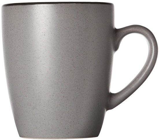 Cosy & Trendy Mokken met Oor Speckle Grijs – 350 ml – 6 stuks – Bevat 6 mokken – Grijs aardewerk met speckle effect – Vaatwasser- en Magnetronbestendig