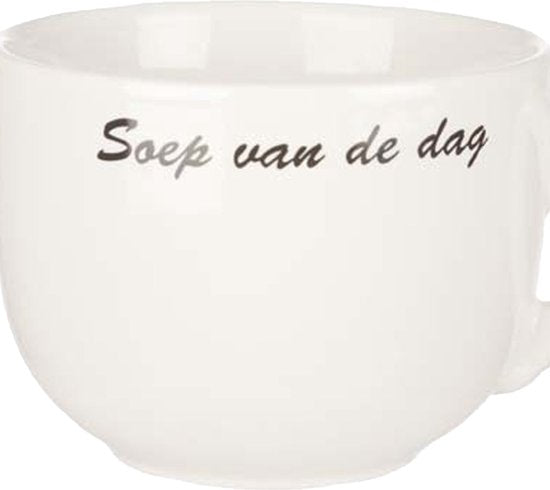 Cosy & Trendy Kommetjes/soepkommen voor dessert/ontbijt - Keramiek - D10 x 8 cm - wit - stapelbaar - met oor