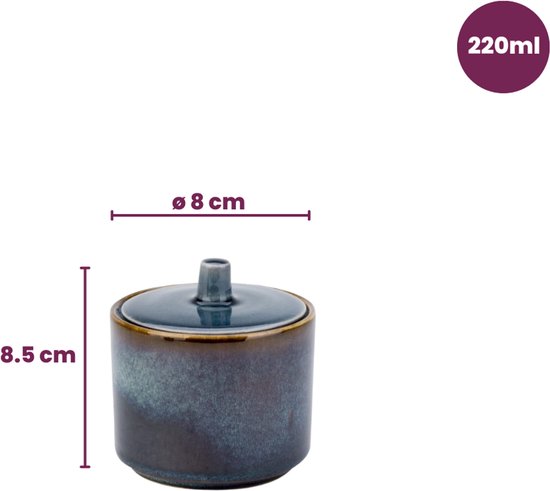 Cosy&Trendy Quintana Blue Suikerpot - D8 X H6.7-8,5 cm
