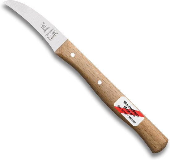 Robert Herder Molenmes - Schilmesje - Tourneermesje - RVS - Krom - Lemmet 60 mm - Heft Beukenhout