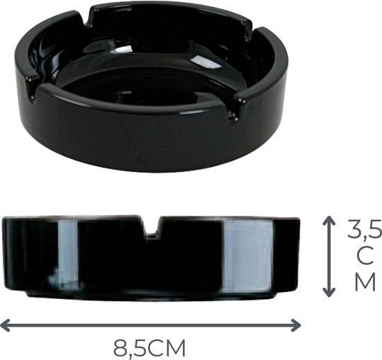 Zwarte Asbak - Keramiek - Ø 8,5 cm - 3 stuks