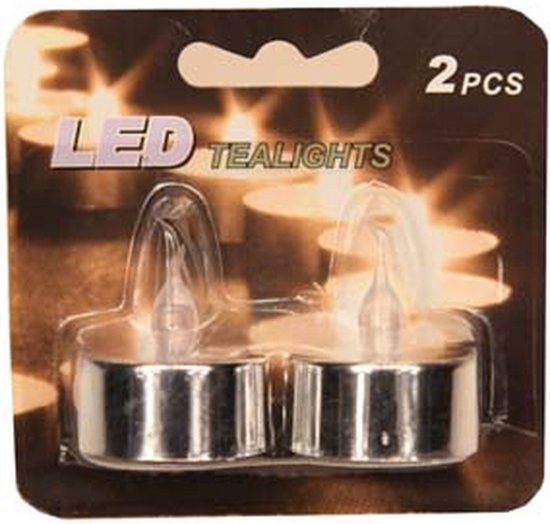 Tealight Led Batt. Silver 2pc/cardincl Cr2032 Batt