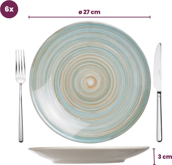 Cosy & Trendy Turbolino Plat Bord - Ø 27 cm - Blauw - Set-6