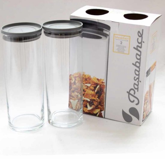 Pasabahce Voorraadpotten – Set van 2 – Glazen Bewaarpotten met Deksel – Voor Pasta, Rijst & Muesli