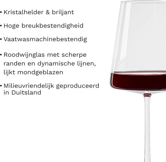 Rode Wijnglazen Power Set van 6, 520ml – Premium Wijnglazen voor Krachtige Wijnen – Moderne Wijnglazen met Hoekig Ontwerp – Vaatwasser- & Schokbestendig