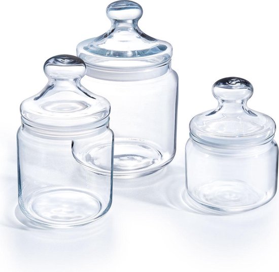 Luminarc Voorraadpot/bewaarpot - 750 ml - glas - met deksel - Voorraadbussen - 11 x 14 cm - Snoeppot