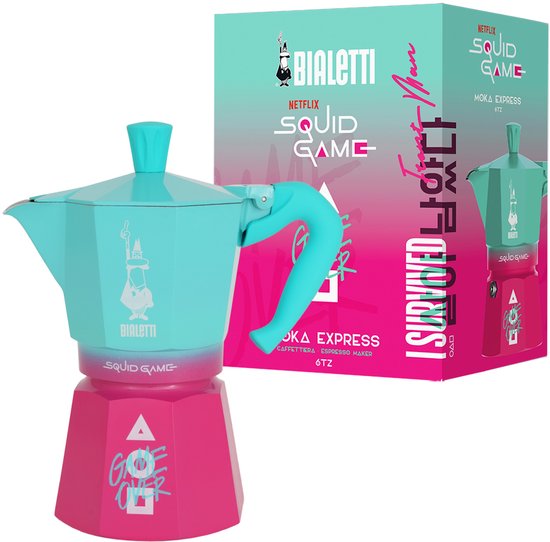 Italiaanse Koffiepot Bialetti Blauw Roze Aluminium Thermoplast 6 Kopjes