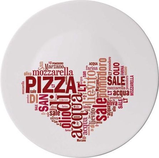 Bormioli Rocco - Pizzabord 33cm rood - I LOVE PIZZA - Set van 6