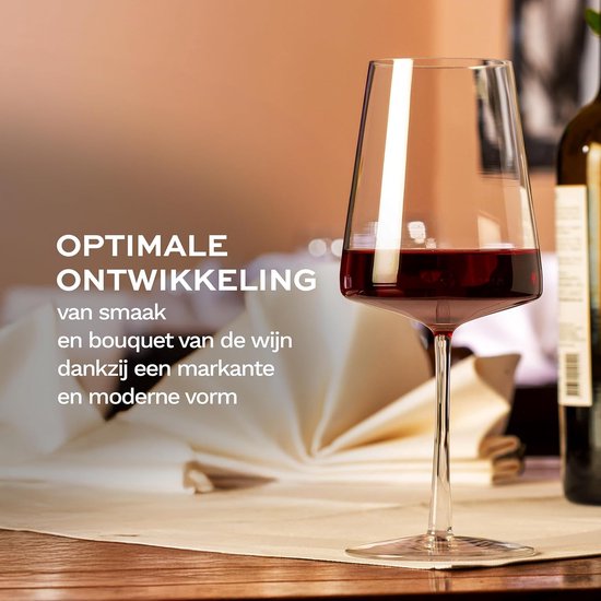 Rode Wijnglazen Power Set van 6, 520ml – Premium Wijnglazen voor Krachtige Wijnen – Moderne Wijnglazen met Hoekig Ontwerp – Vaatwasser- & Schokbestendig