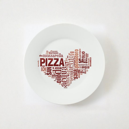 Bormioli Rocco - Pizzabord 33cm rood - I LOVE PIZZA - Set van 6