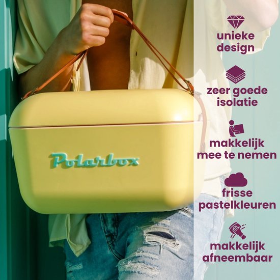Polarbox Retro Koelbox - Geel – 20 Liter Inhoud – Duurzaam Geproduceerd
