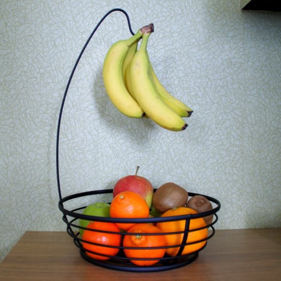 Cosy&Trendy fruitmand met banaanhouder - Ø 28 x 40 cm - Zwart
