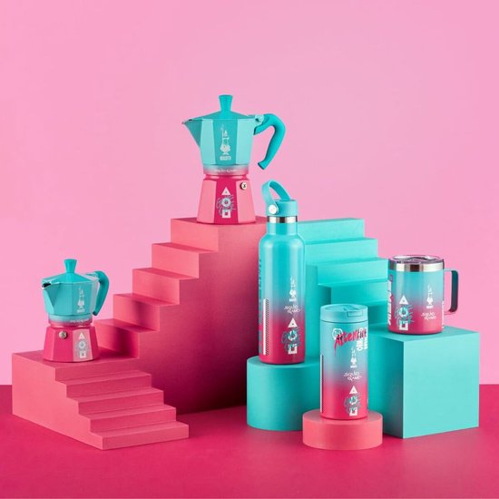 Italiaanse Koffiepot Bialetti Blauw Roze Aluminium Thermoplast 6 Kopjes