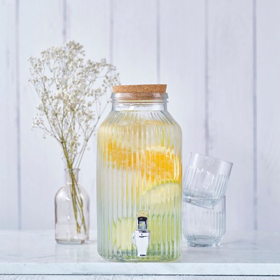 Cosy & Trendy Drankdispenser Raya Transparant 3,35 liter - Glas - Voor Water, Sap & Cocktails