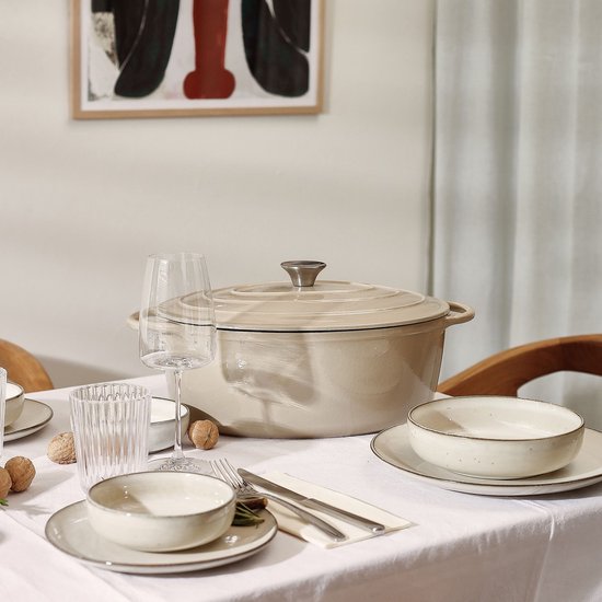 Salt & Pepper Braadpan Kookpot 41x26cm gietijzer beige Ferno